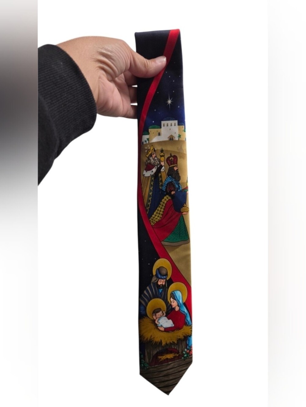 Vintage Hallmark Holiday Traditions Men's Christmas Nativity Silk Tie